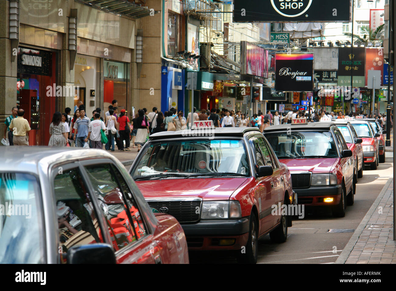 Taxis stand at Times square Causeway Bay Hong Kong China Stock Photo