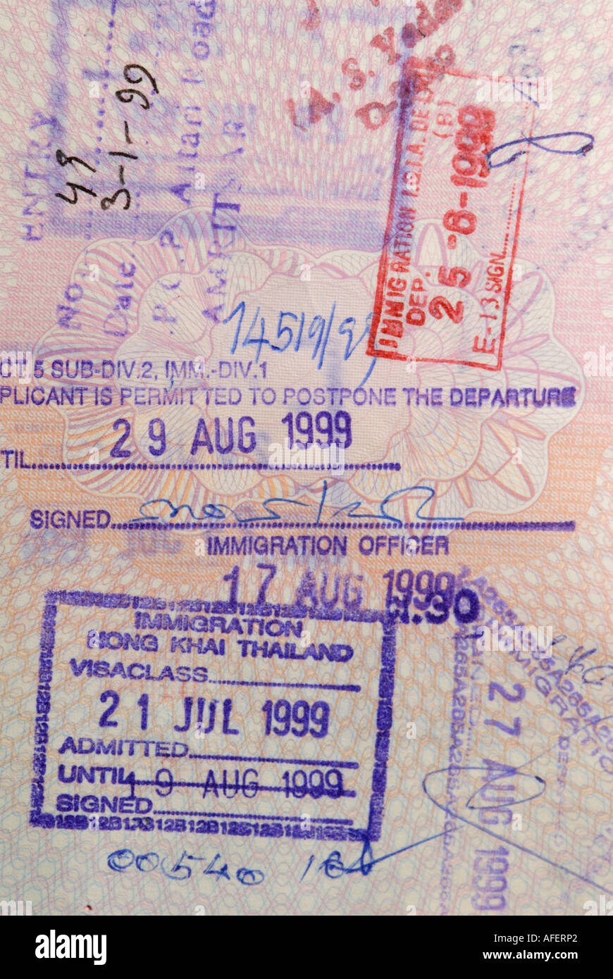 A passport page containing many stamps Stock Photo Alamy