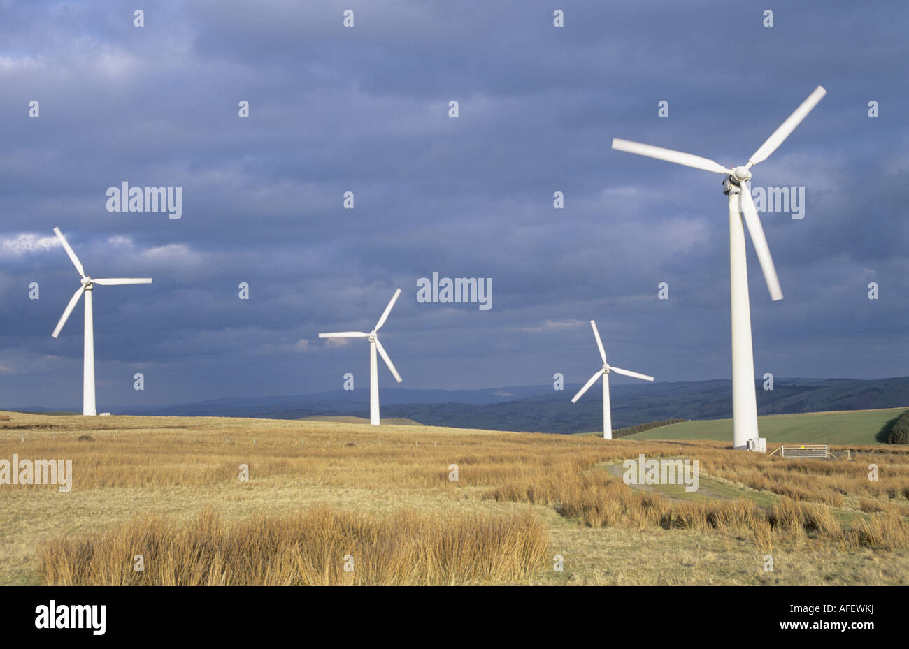 turbines on Llandinam wind farm Stock Photo