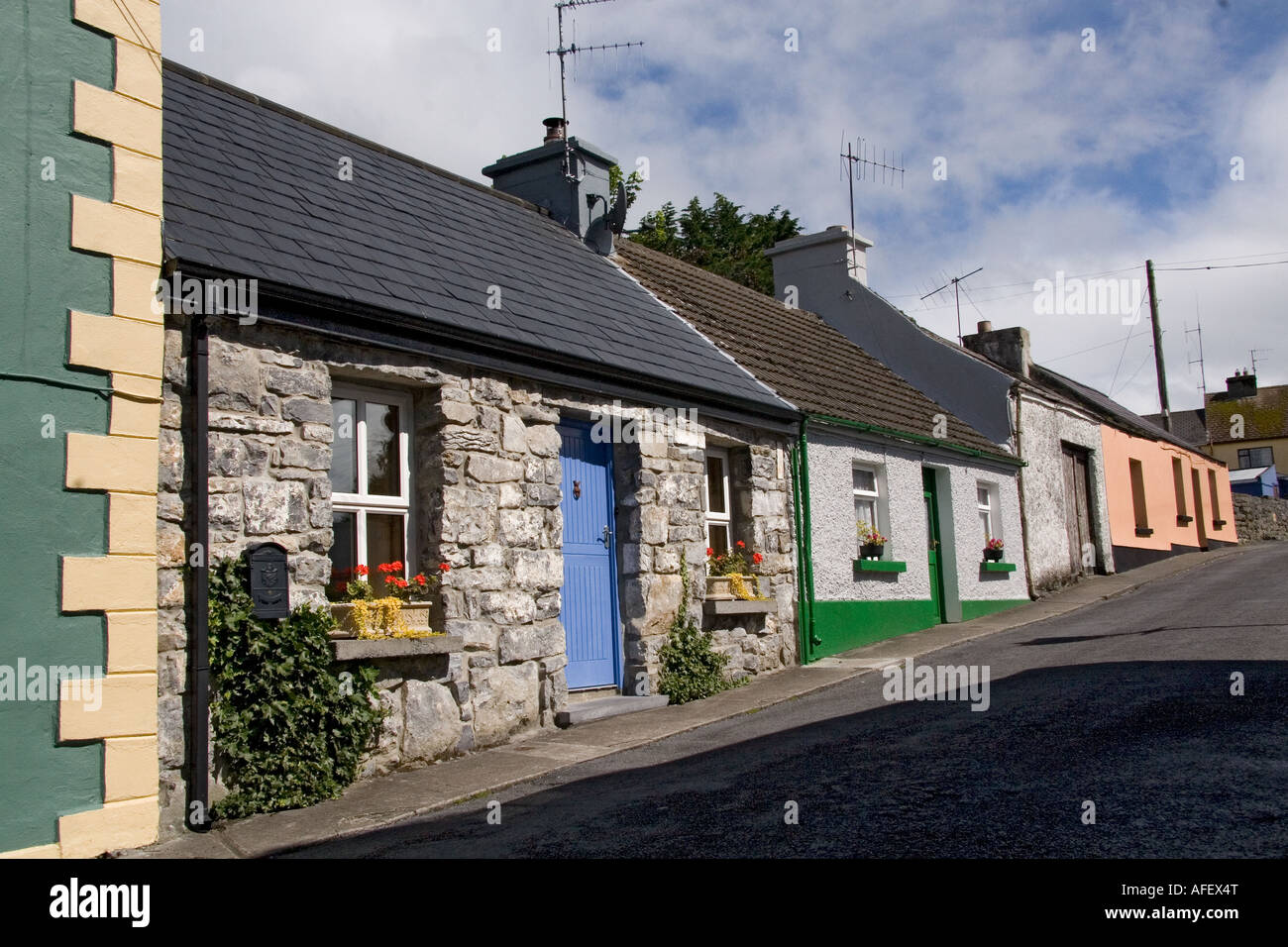 Colourful cottages Cong County Mayo Ireland Stock Photo Alamy
