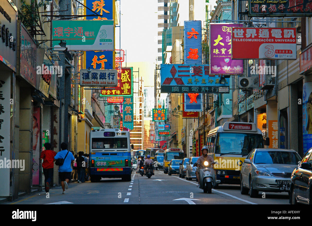 Avenida Almeida Ribeiro Street scene in Macau China Stock Photo