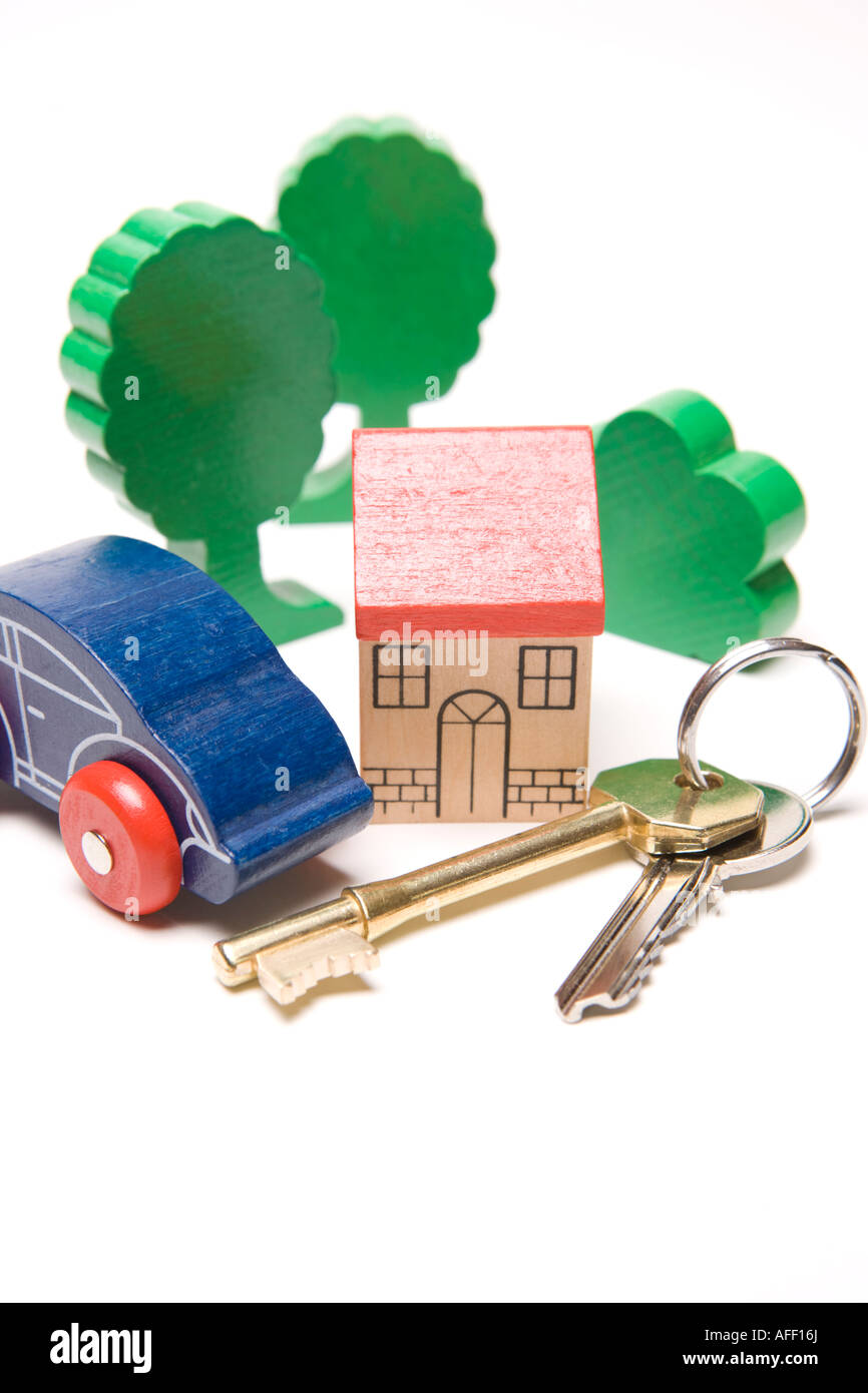 Property investment Housing new home moving house keys to a dream home in the suburbs or the country Stock Photo