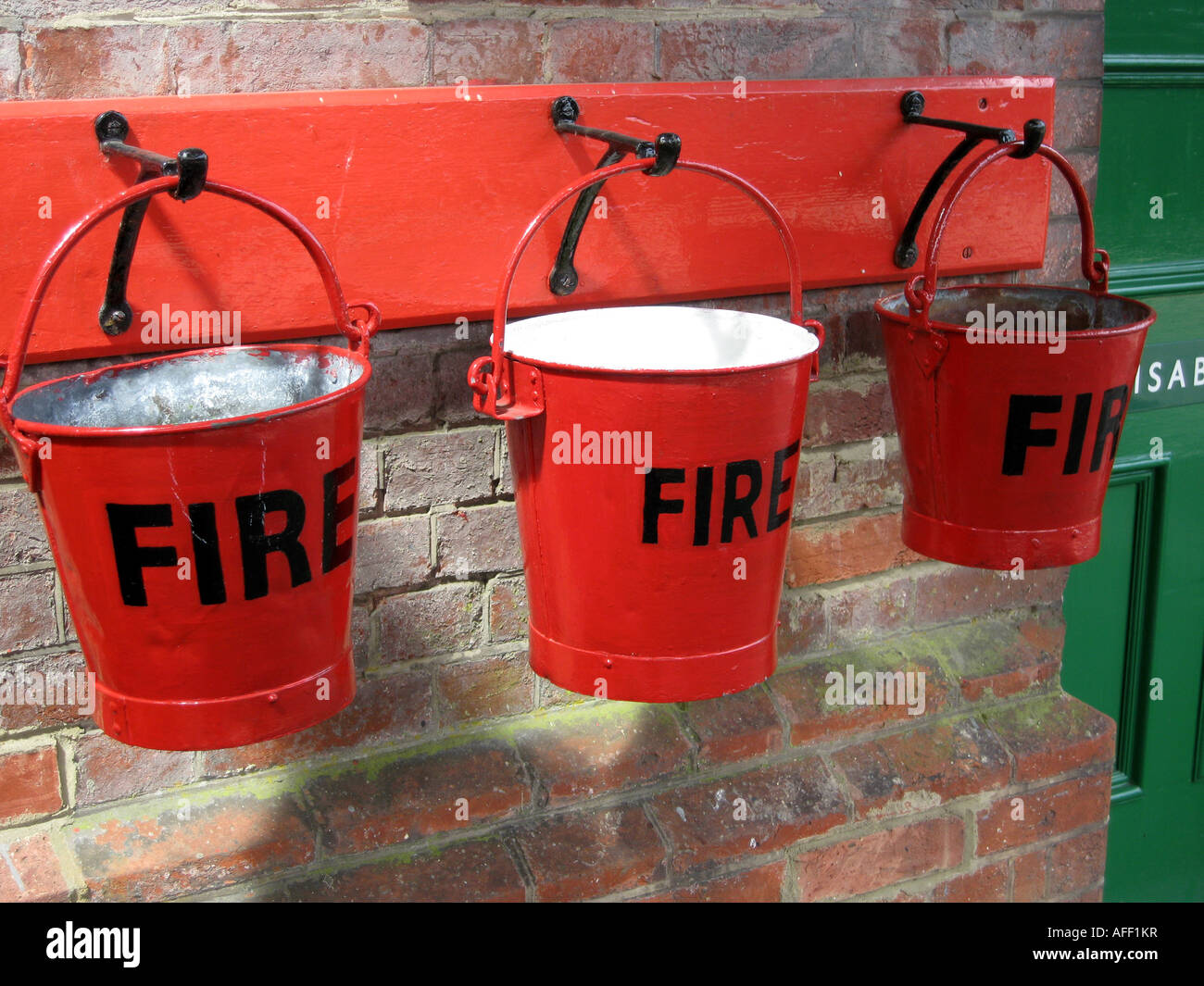 Fire Buckets at Kingscote Station Bluebell Railway Stock Photo Alamy