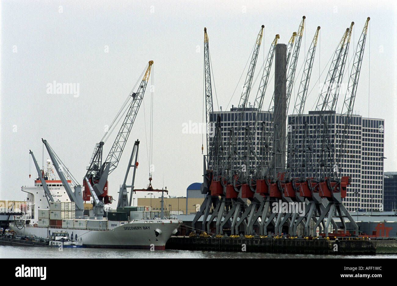 Quayside cranes at the Port of Rotterdam, Holland. Stock Photo