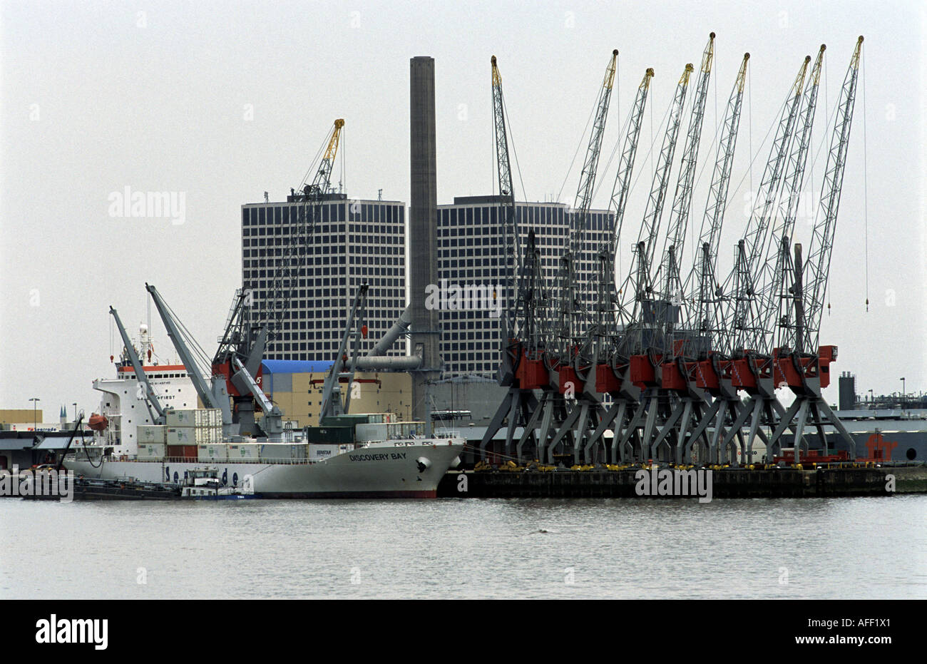 Quayside cranes at the Port of Rotterdam, Holland. Stock Photo