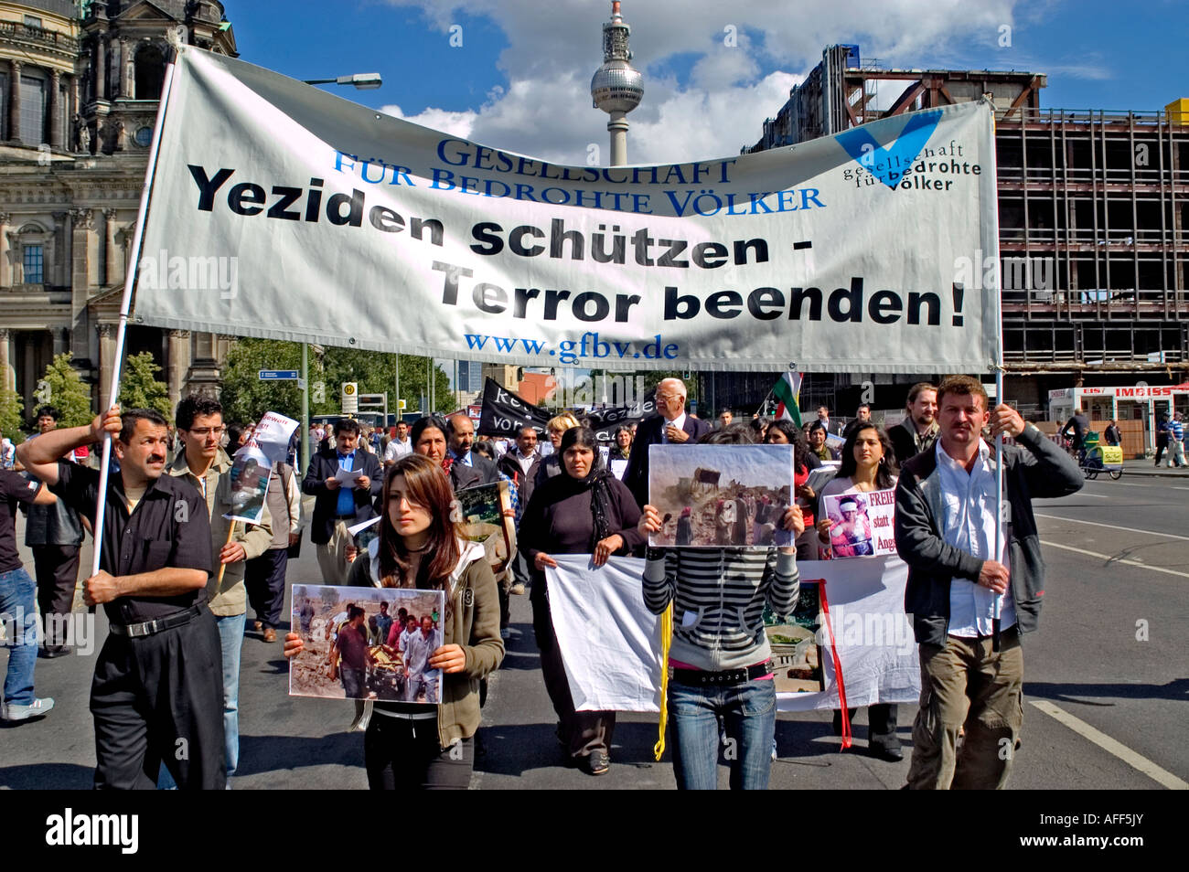 Berlin demonstration Unter den Linden germany Stock Photo