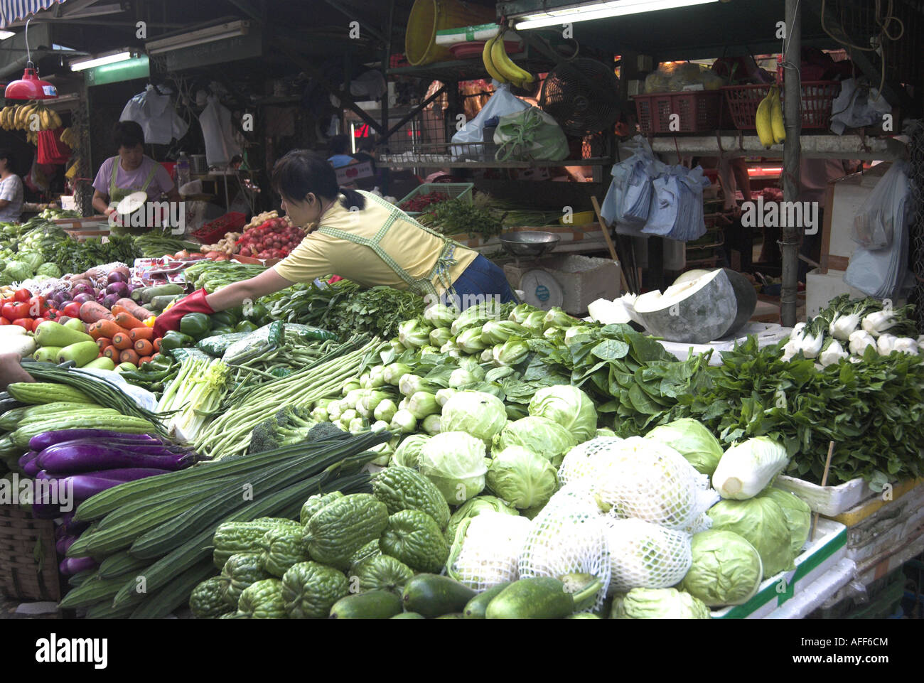 A stall in the fresh foods market, Reclamation Street, Mong Kok, Hong ...