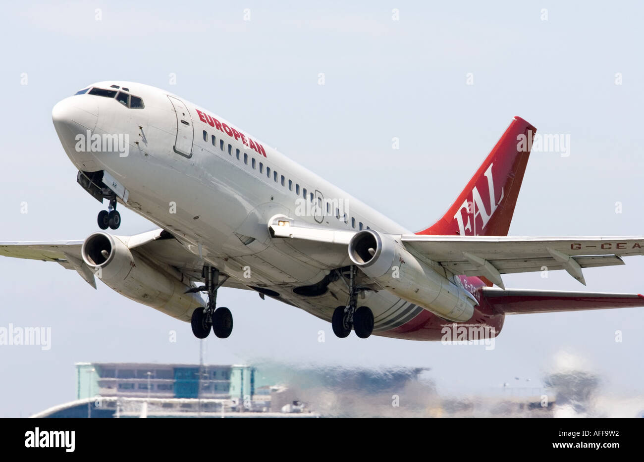 Palmair Boeing 737 200 classic departing MAN Manchester Airport Stock Photo