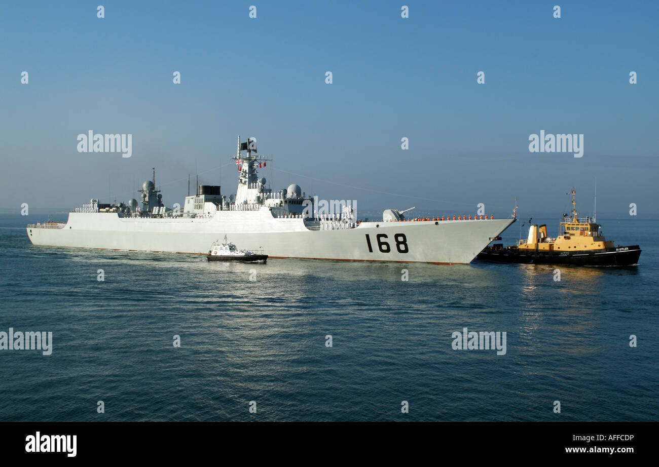 The Guangzhou a Luyang class missile destroyer ship of the Chinese Navy enters Portsmouth  England Stock Photo
