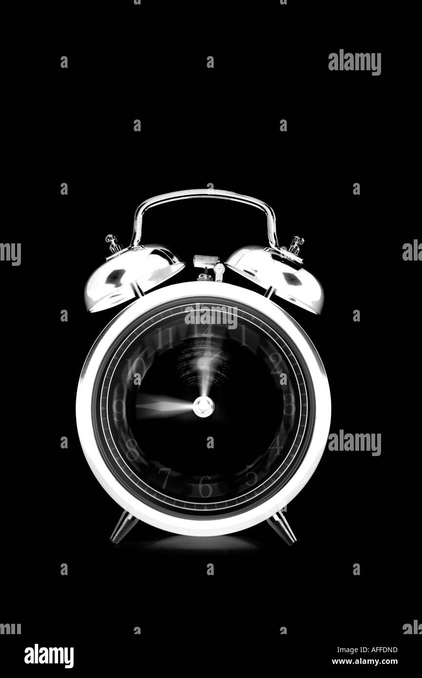 Black and white Alarm Clock Stock Photo - Alamy