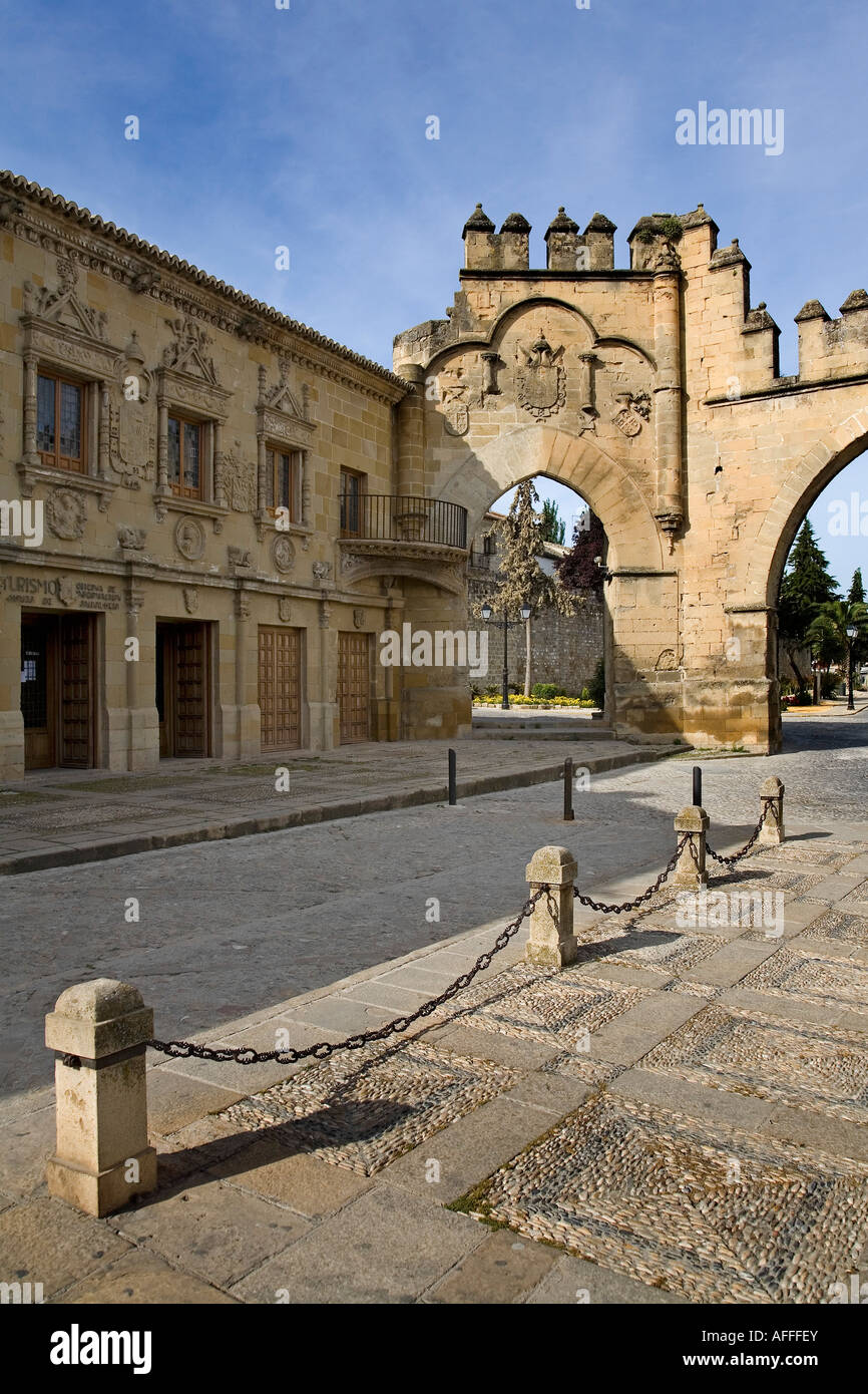 old escribanias and door of jaen in the square of populo baeza patrimony of humanity jaen Andalusia Spain Stock Photo