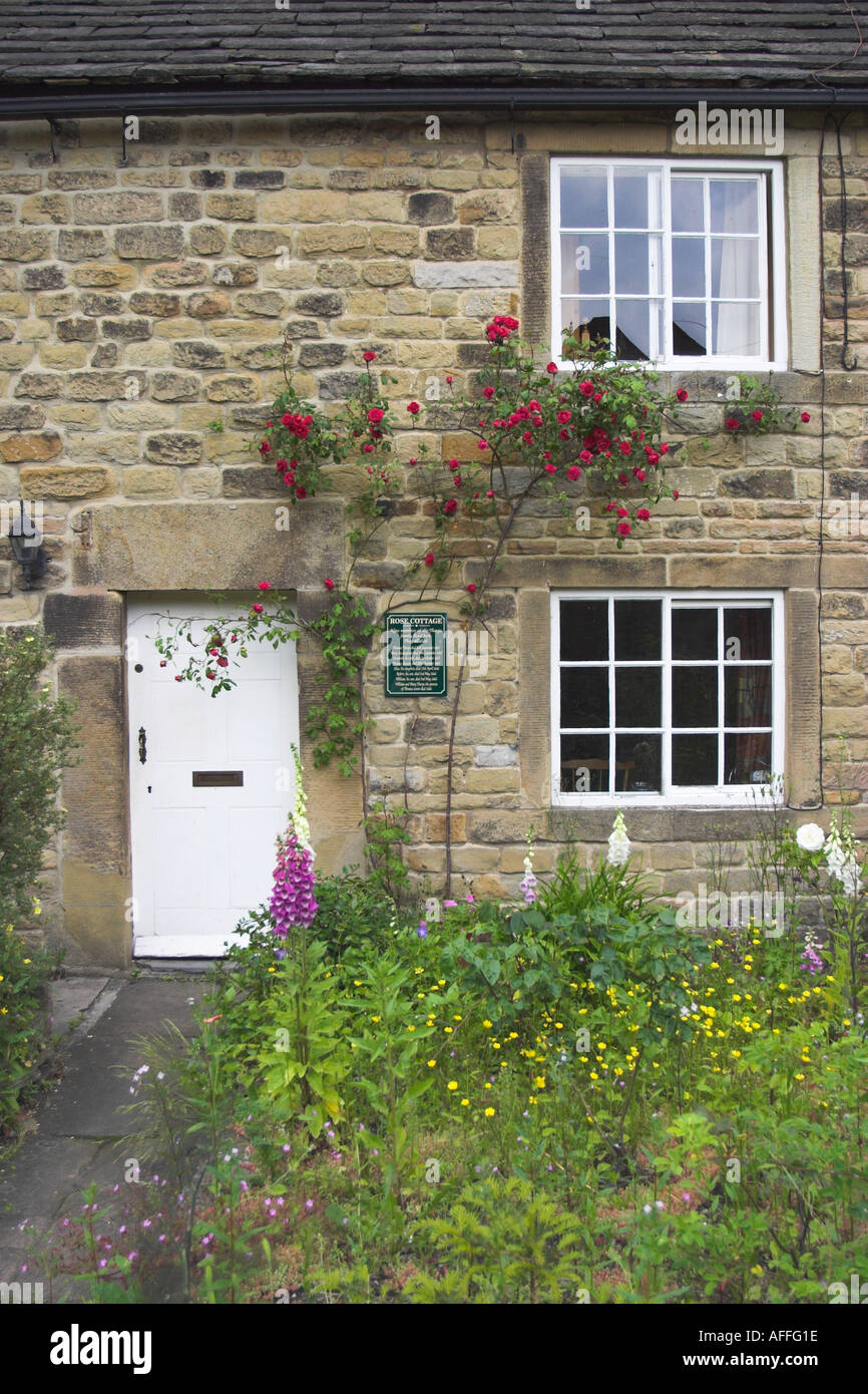 Rose Cottage one of the Plague Cottages in Eyam Derbyshire UK Stock Photo
