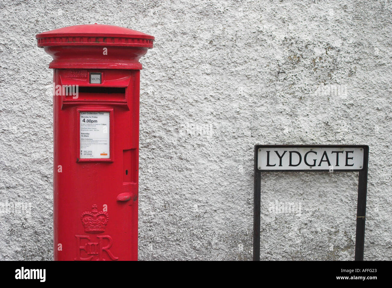 A post box at Lydgate. Eyam, Derbyshire, United Kingdom. Stock Photo