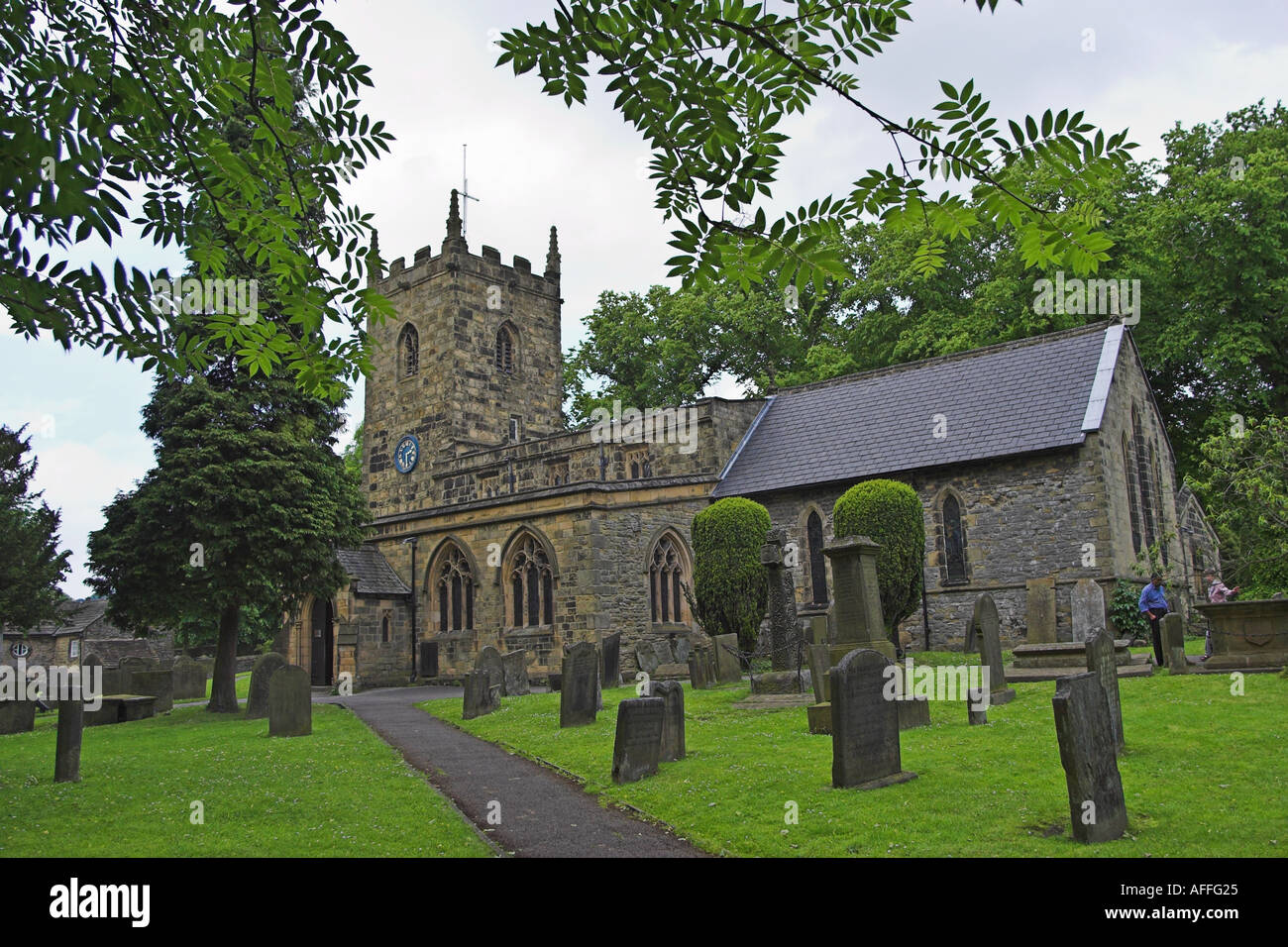 Parish church of St Lawrence. Eyam, Derbyshire, United Kingdom. Stock Photo