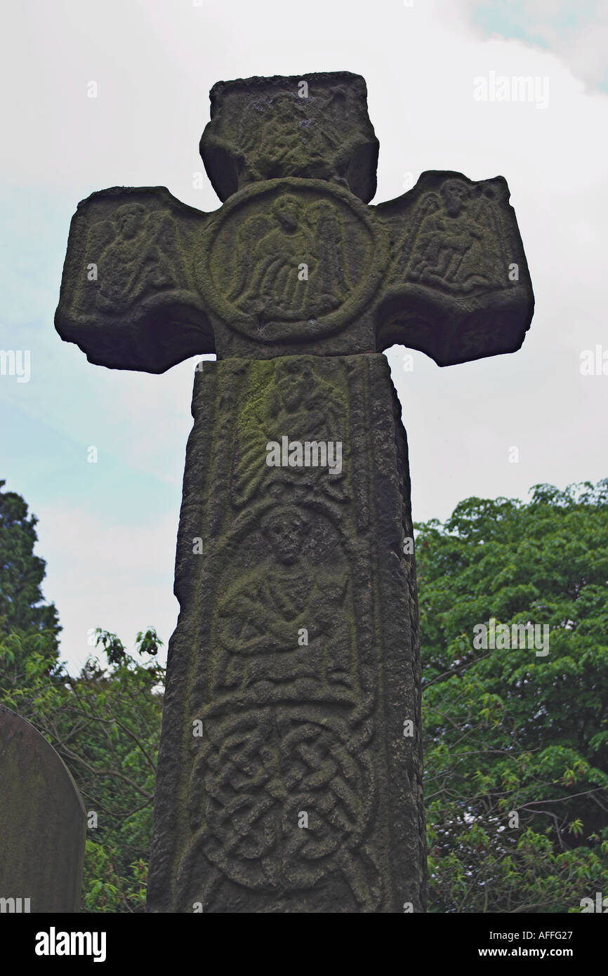 A celtic cross. Eyam, Derbyshire, United Kingdom. Stock Photo