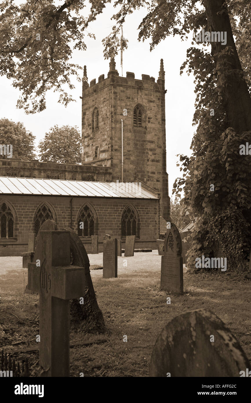 Saint Lawrence s Church and graveyard Eyam Derbyshire Stock Photo