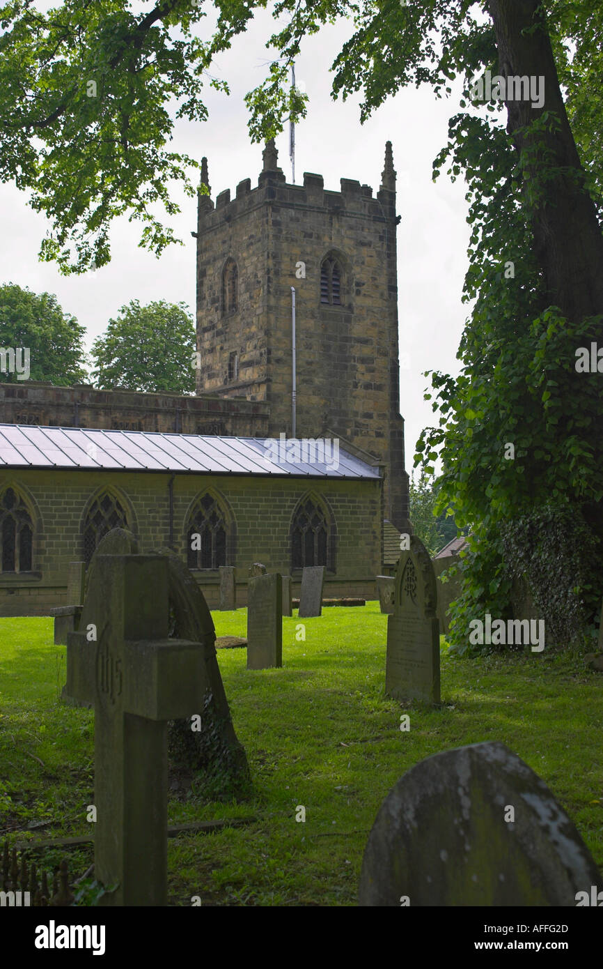 Saint Lawrence's Church and graveyard. Eyam, Derbyshire, United Kingdom. Stock Photo
