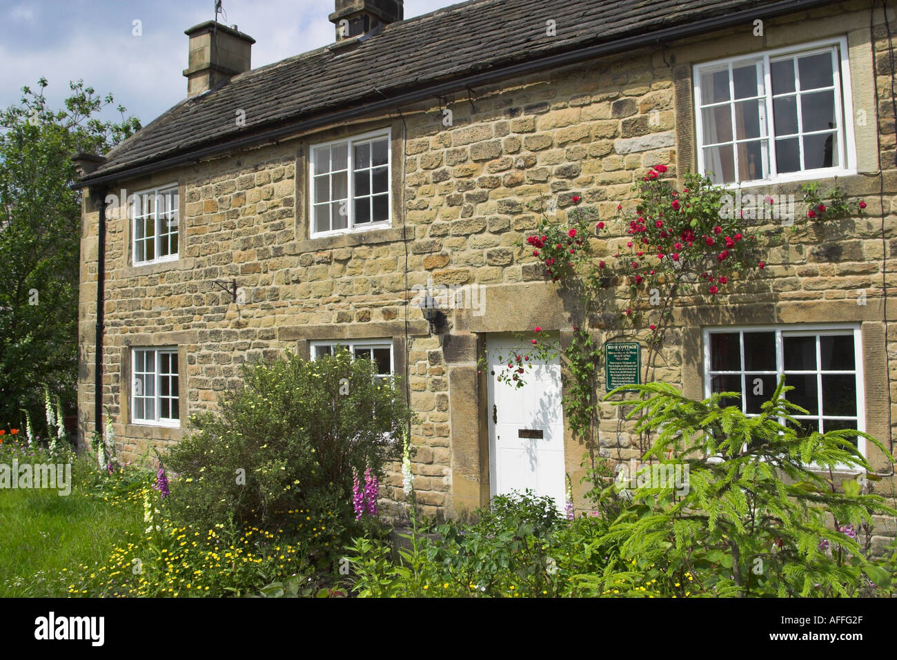 Rose Cottage, one of the Plague Cottages. Eyam, Derbyshire, United Kingdom. Stock Photo