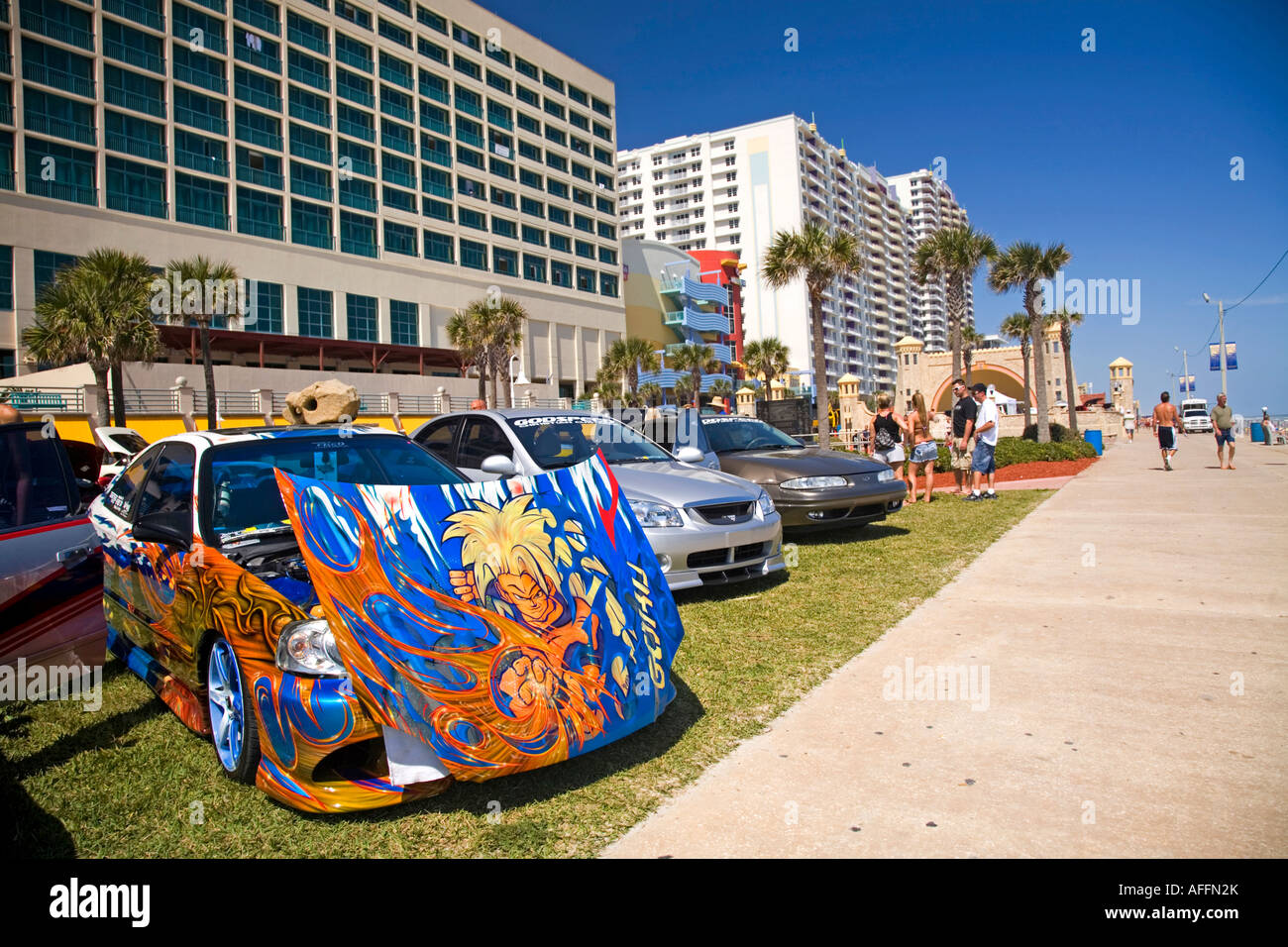 Enthusiasts at American car show Car show at Daytona Beach Florida U S