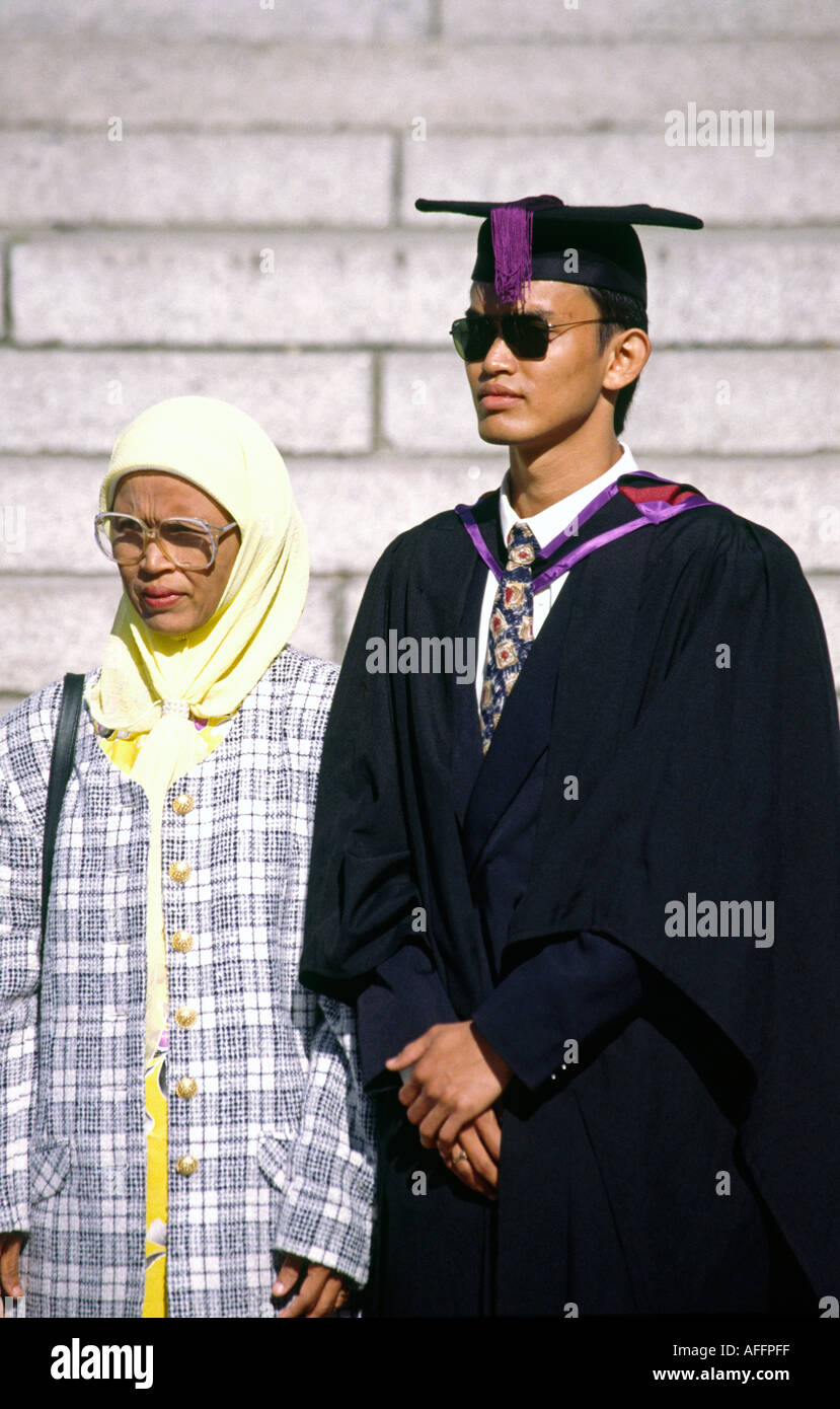 UK England Hampshire Malaysian graduate from Portsmouth University with mother Stock Photo