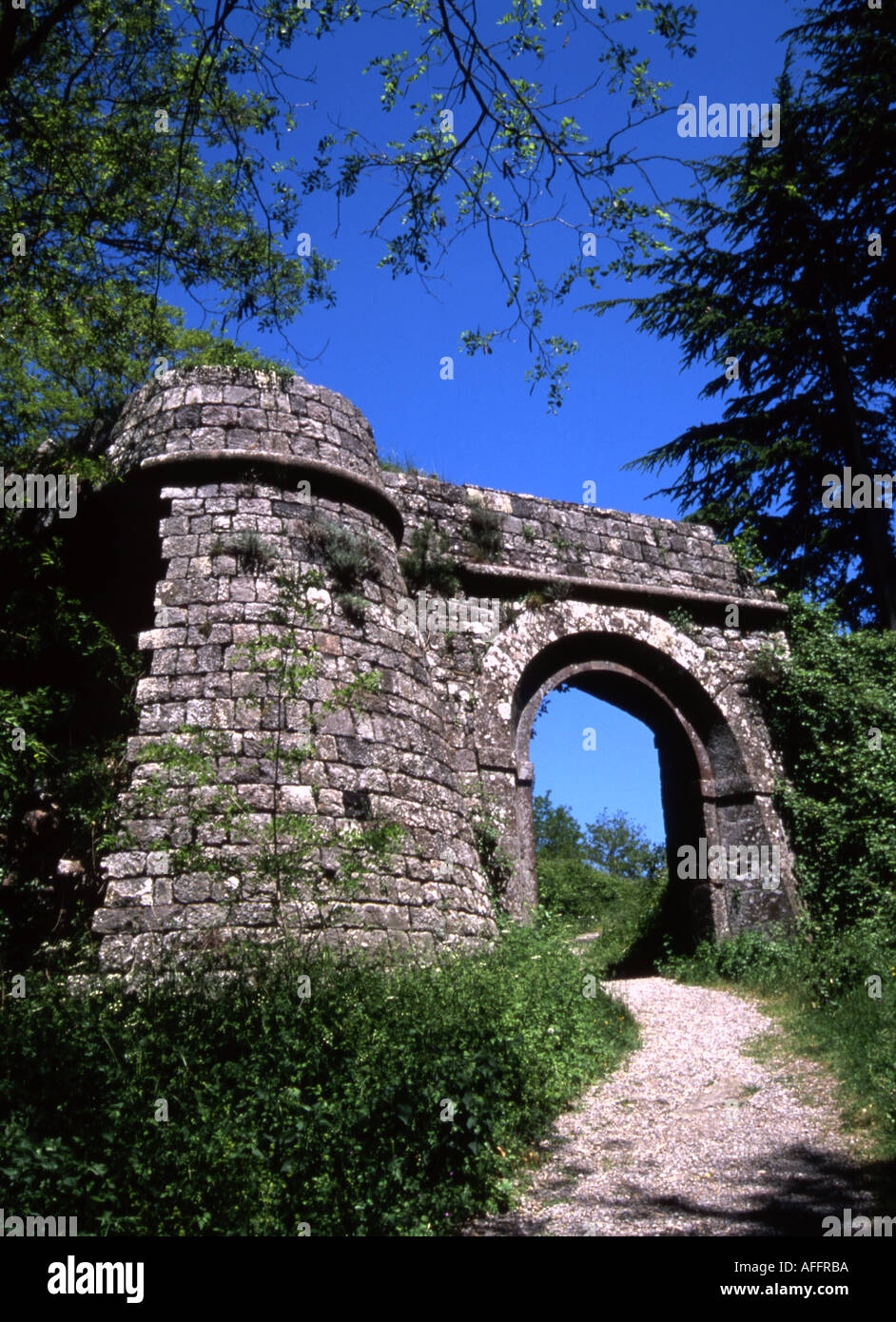 Northern gate of the hilltop Rocca above Radicofani southern Tuscany Stock Photo
