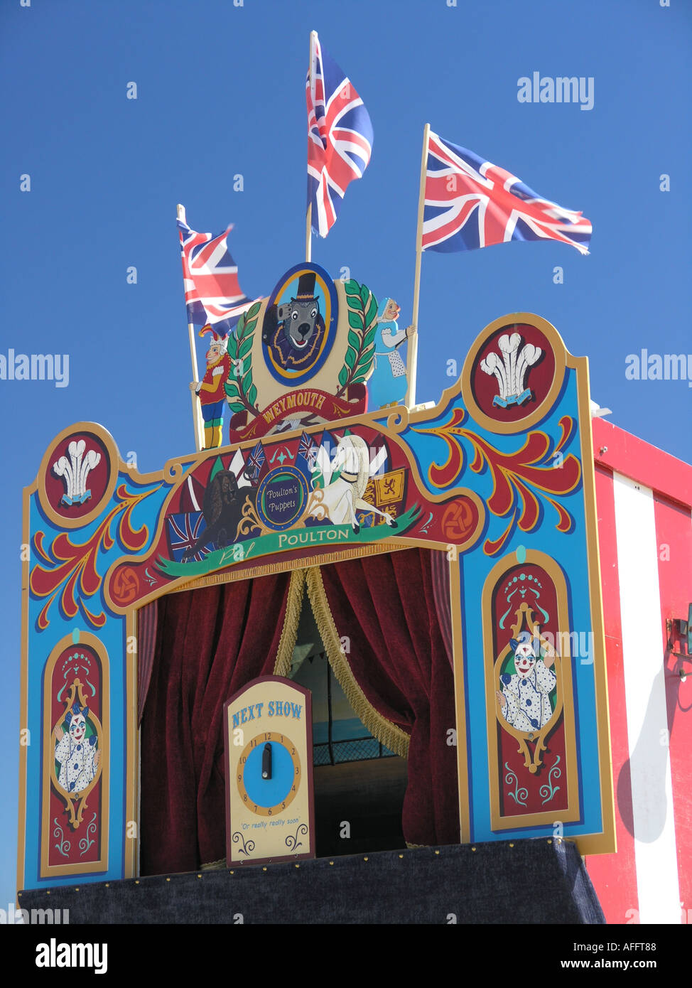 punch and judy show on Weymouth Beach Dorset Stock Photo Alamy