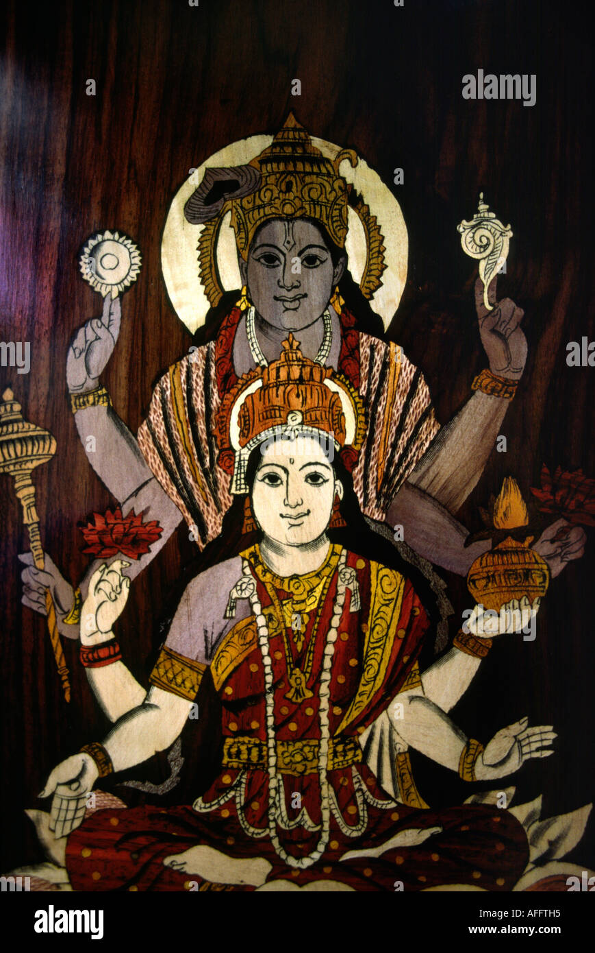 India Karnataka Mysore crafts marquetry detail Stock Photo