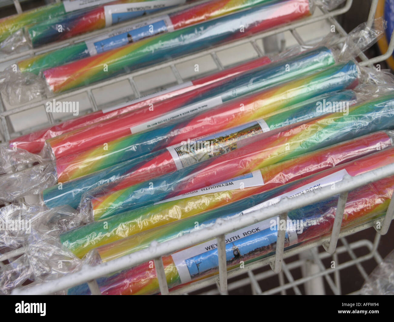 Sticks of seaside rock confectionery Stock Photo Alamy