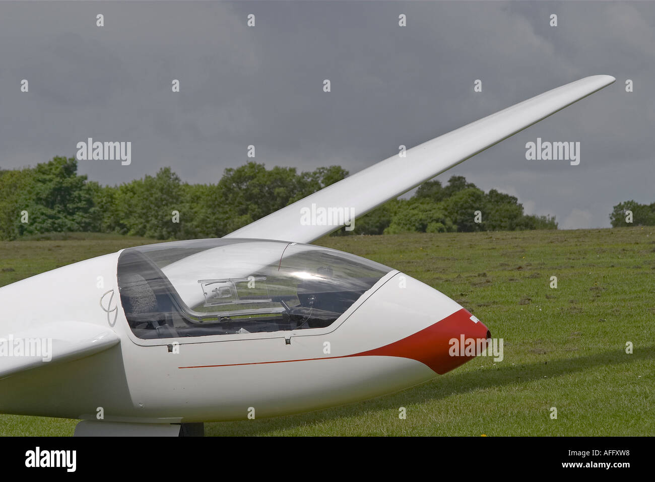 Glider on ground at Parham Airfield, Near Storrington, West Sussex, England Stock Photo