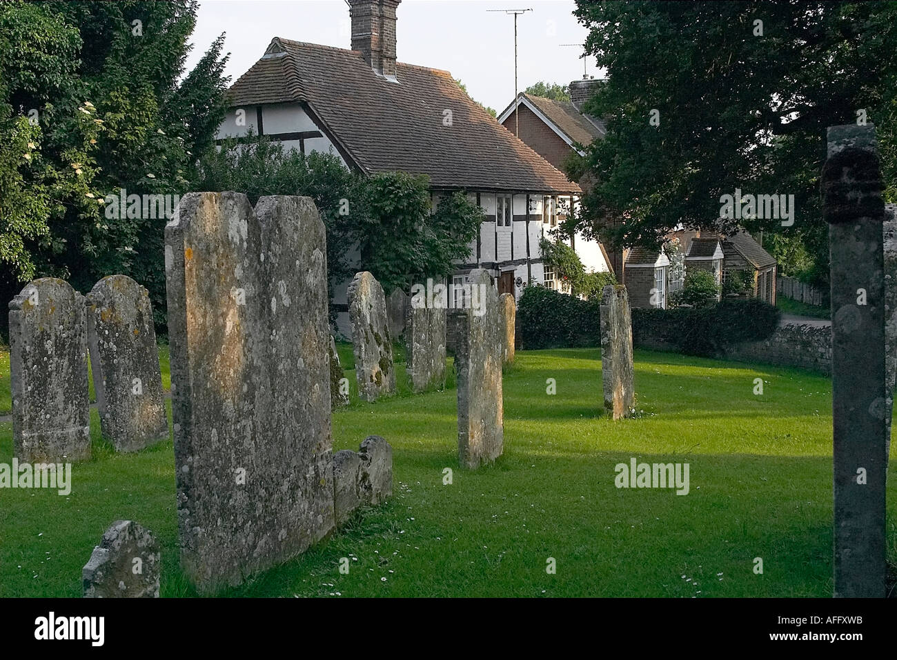 Traditional English country churchyard. Henfield, Sussex Stock Photo