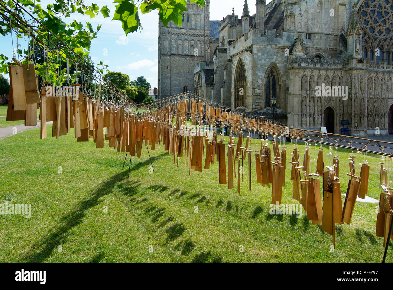 Wind chimes Exeter Cathedral England UK United Kingdom GB Great Britain