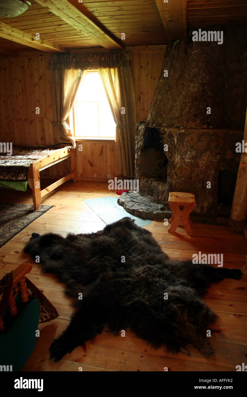 Bearskin Rug in a Siberian Cabin Stock Photo Alamy