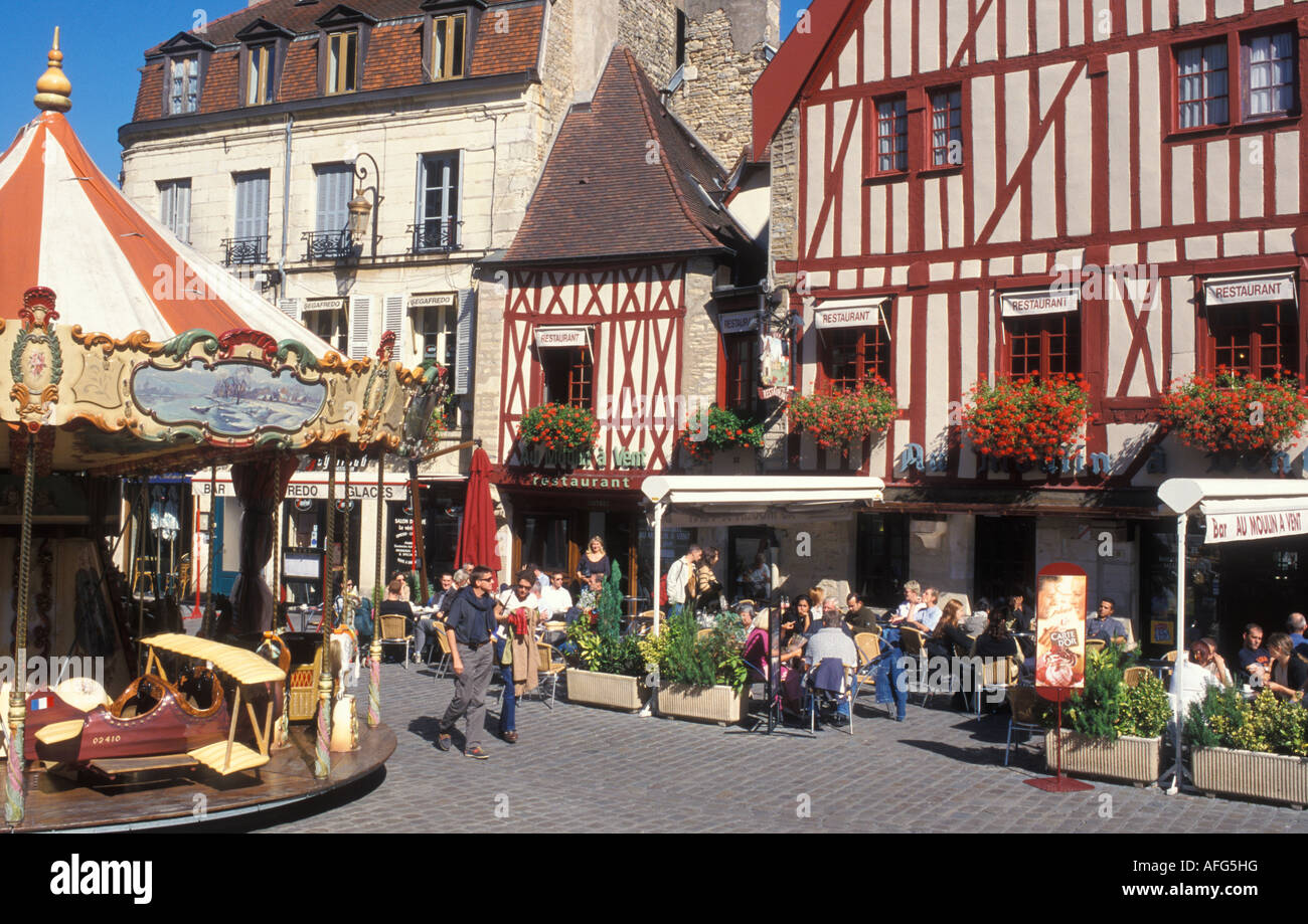 Street scene at Place F Rude in Dijon Burgundy France Stock Photo