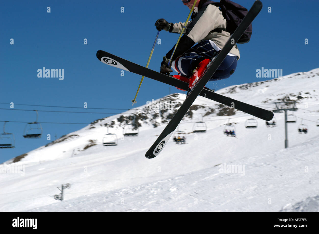 Skier jumping Stock Photo