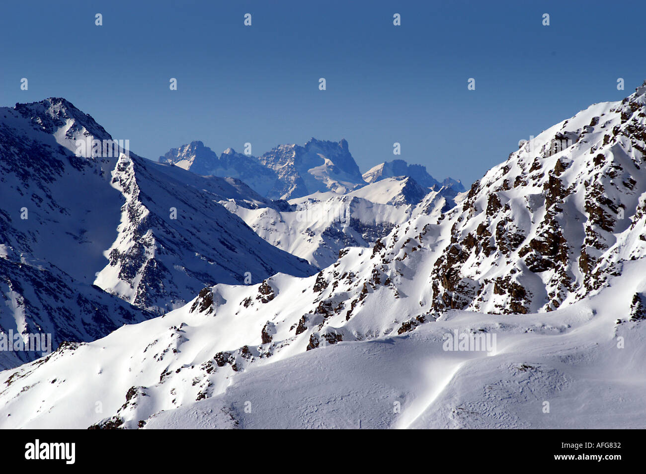 Mountain landscape in winter, near Val Cenis, France Stock Photo