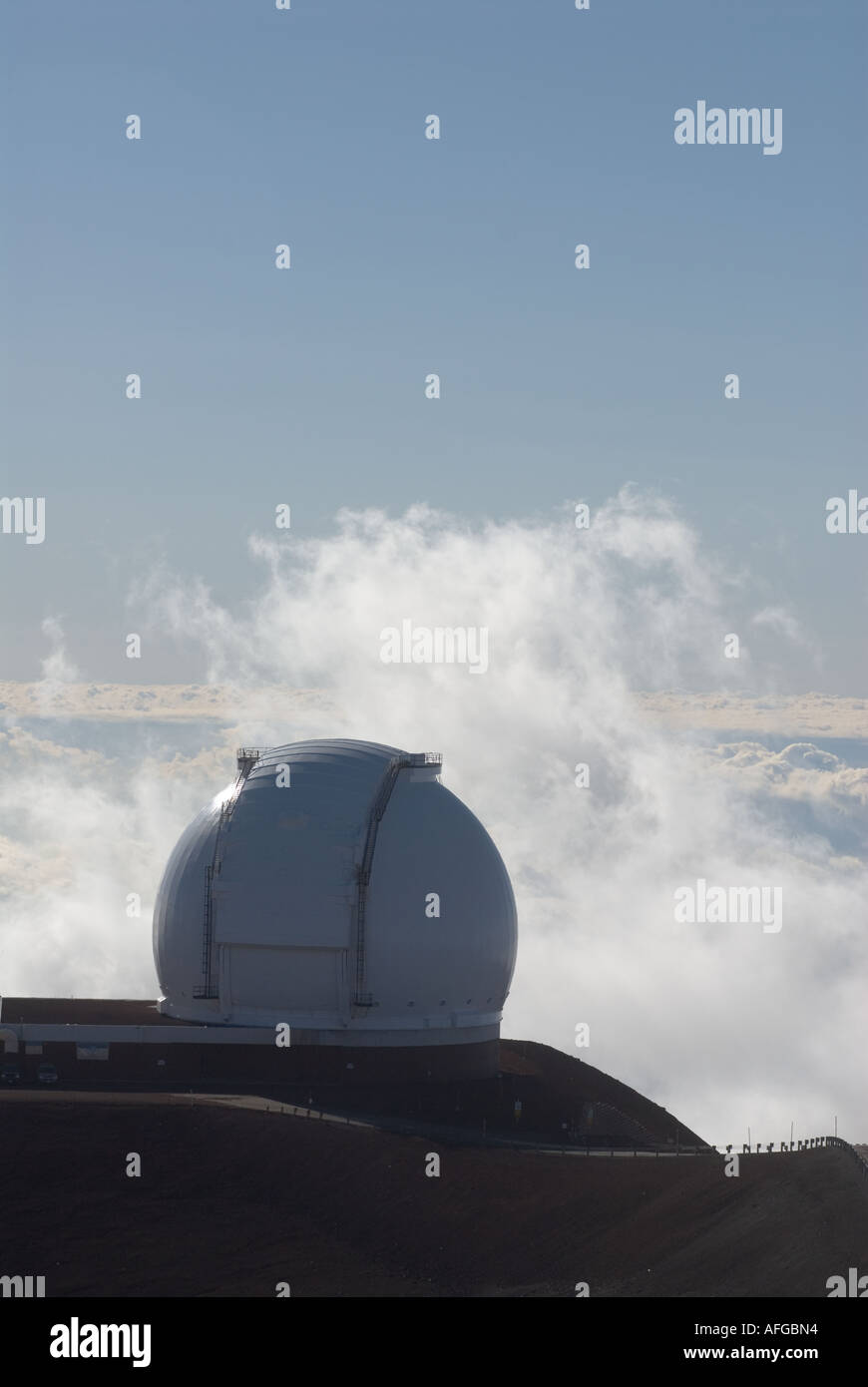 Keck observatory dome at sunset on the summit of Mauna Kea Big Island