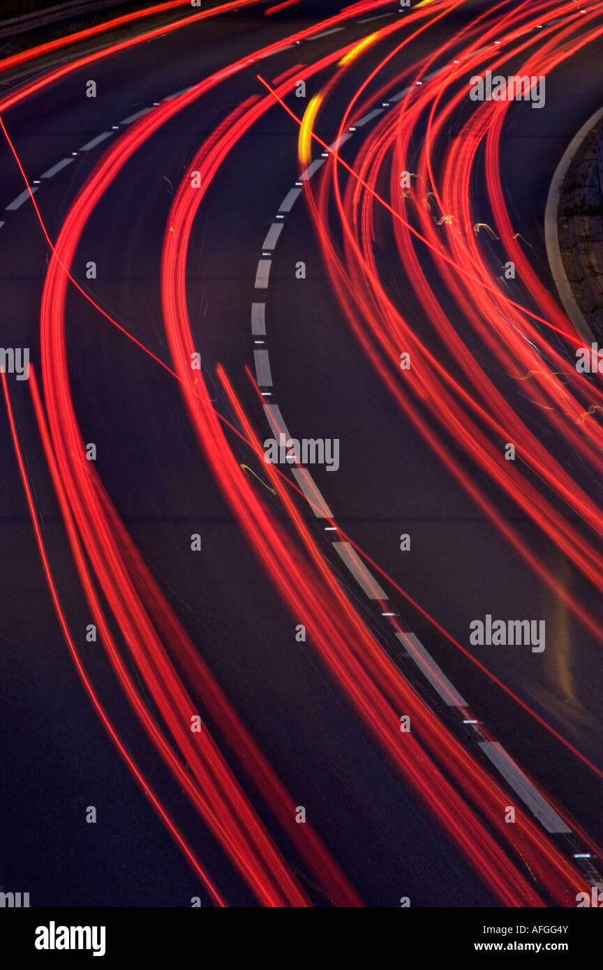 Car traffic light trails on motorway road Stock Photo Alamy