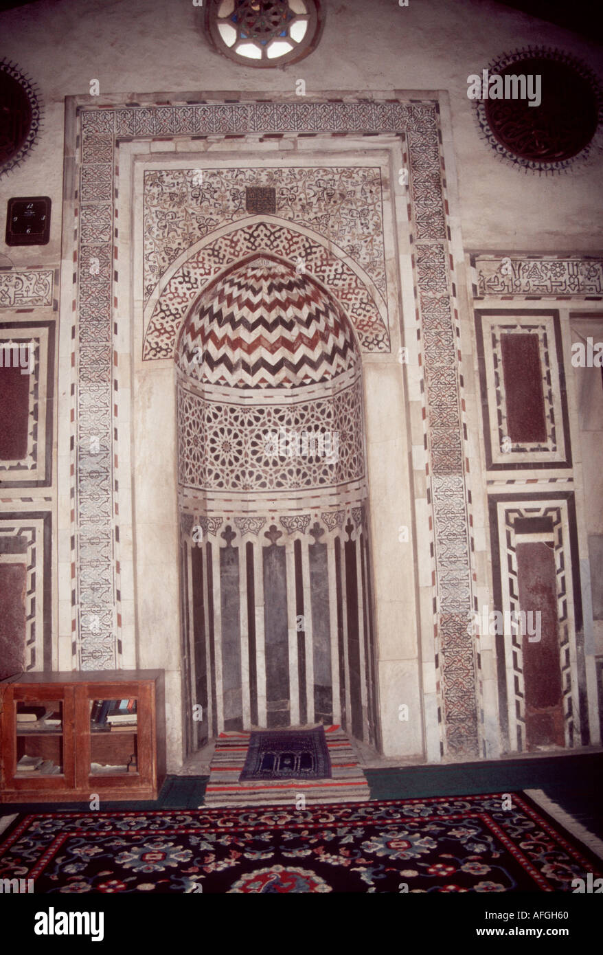 Decorative marble mihrab of the Sultan al Nasir Mosque in Cairo, Egypt Stock Photo