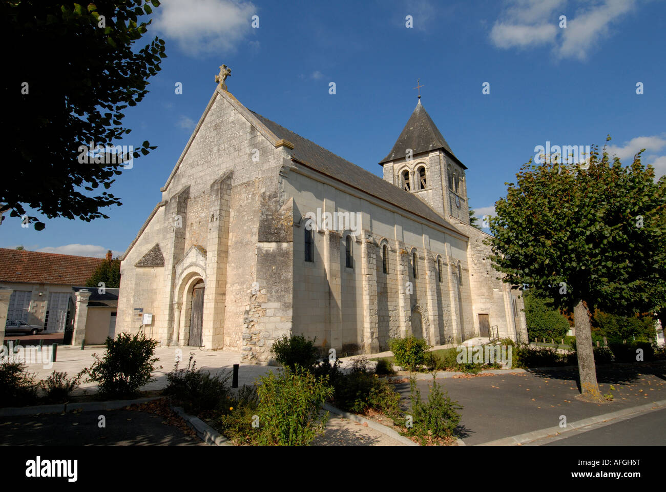 Bossay-sur-Claise church, sud-Touraine, France. Stock Photo