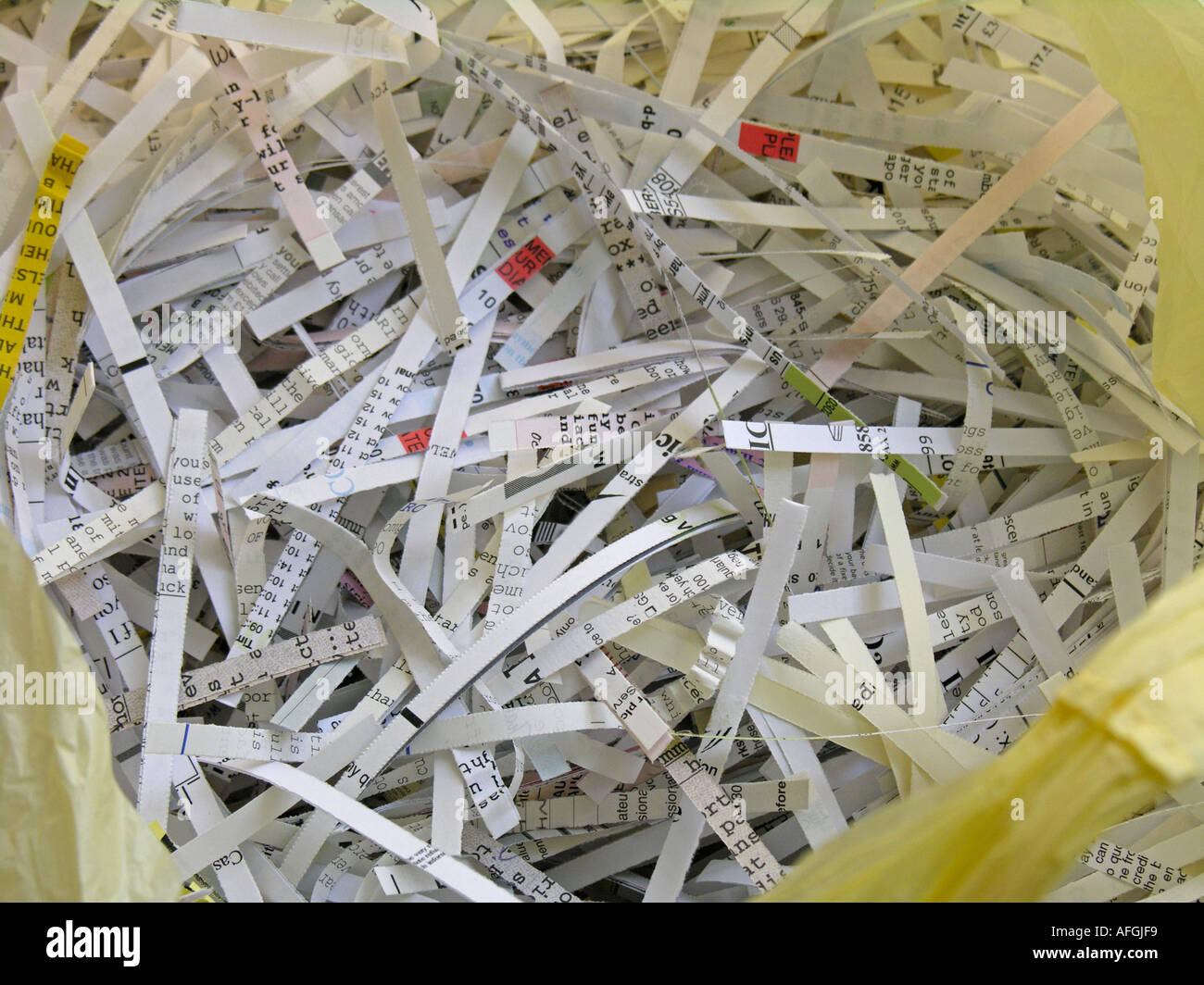 documents and personal information shredded for recycling as a