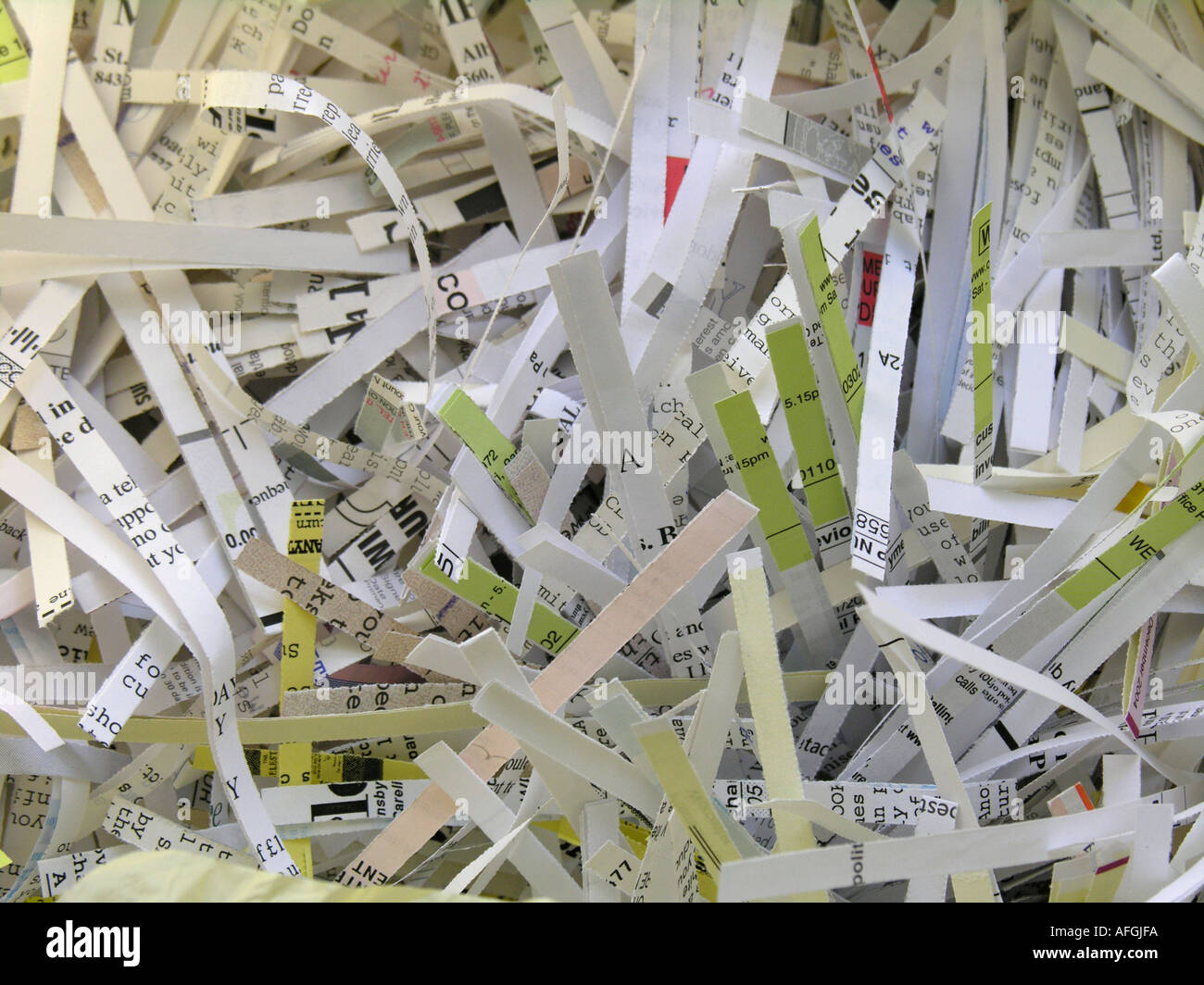 documents and personal information shredded for recycling as a