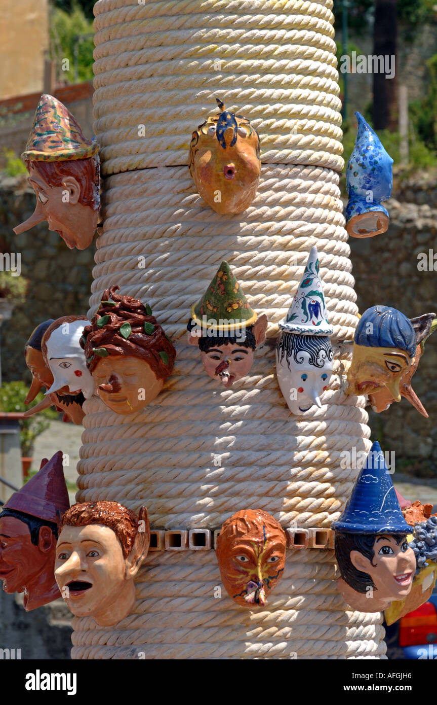 Pinocchio masks in Collodi, Tuscany, Italy Stock Photo
