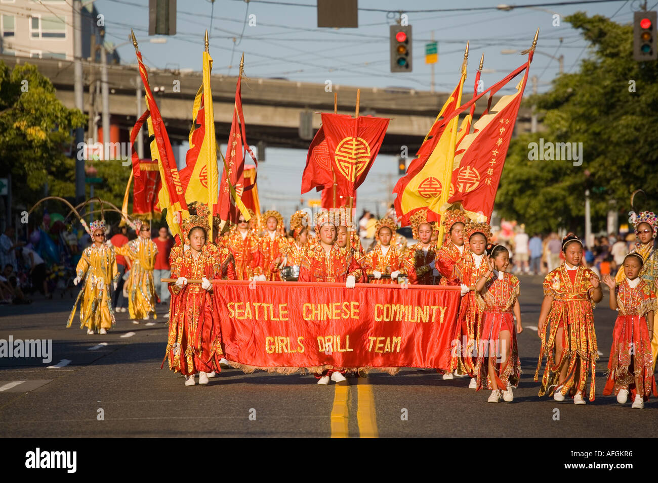 Seattle Chinese Community Girls Drill Team in the Chinatown