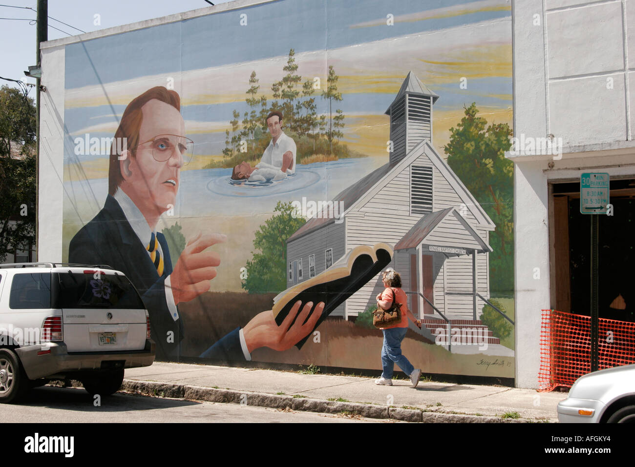 Florida Putnam County Palatka small town Billy Graham wall mural born