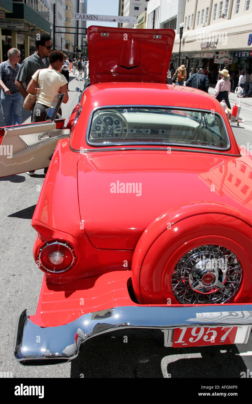 Florida Fl South Miami Flagler Street Classic Car Show 1957 Red Ford Thunderbird Black Blacks African Africans Ethnic Ethnics Minority Minori Stock Photo Alamy