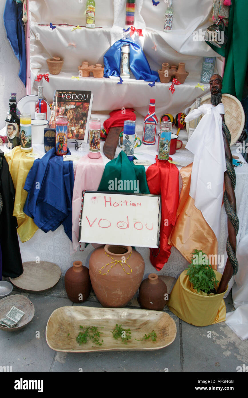 Miami Florida,Little Haiti,Caribbean Marketplace District,Libreri Mapou Book Store,Haitian Vodou altar,voodoo,FL060331193 Stock Photo