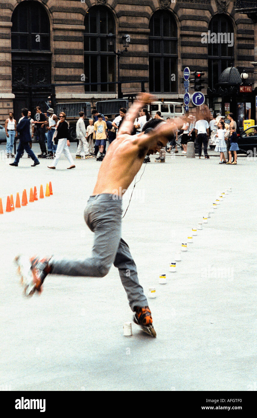Street roller skating in Paris France Europe Stock Photo Alamy