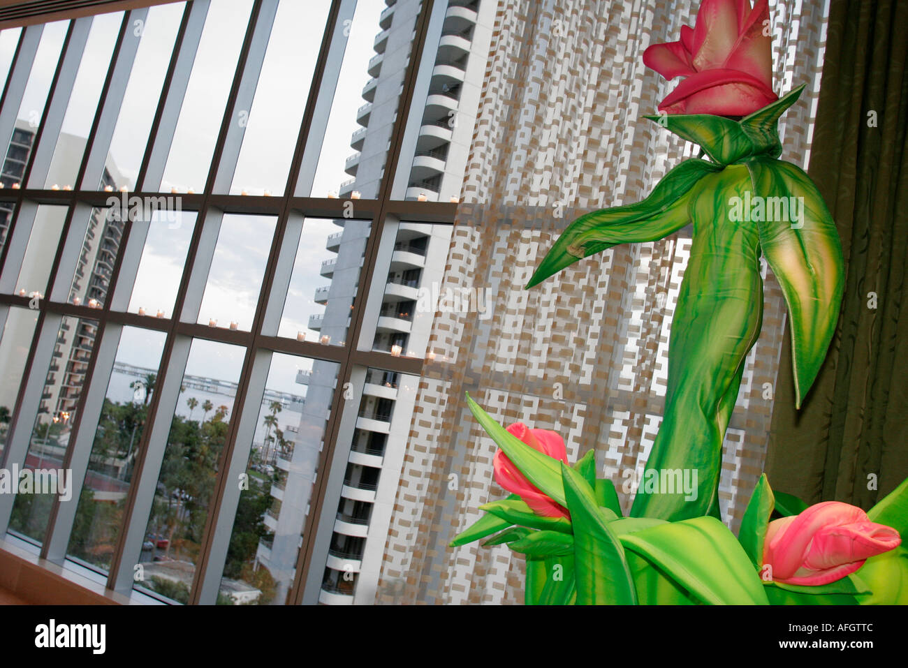 Miami Florida,Brickell Avenue,Four Sea watersons,hotel hotels lodging inn motel motels,adult adults woman women female lady,costume,flower flowers,flo Stock Photo