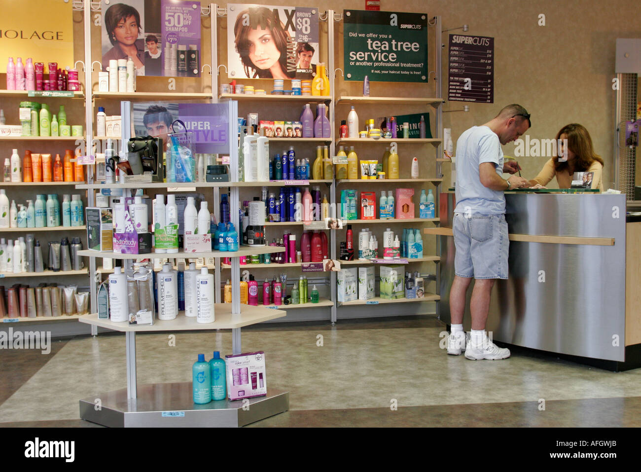 Florida Fl South Miami Beach Sobe Super Cuts Hair Care Products Salon Retail Products Display Case Sale Merchandise Packaging Brands Pric Stock Photo Alamy