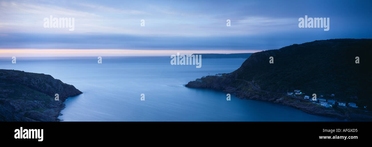 The Narrows entrance to St Johns harbour with Cape Spears beyond most easterly point of North America Newfoundland Canada Stock Photo